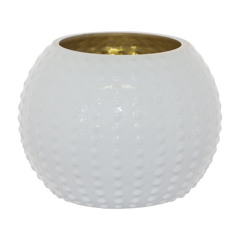 Sea Urchin White Ball Vase 15X11 