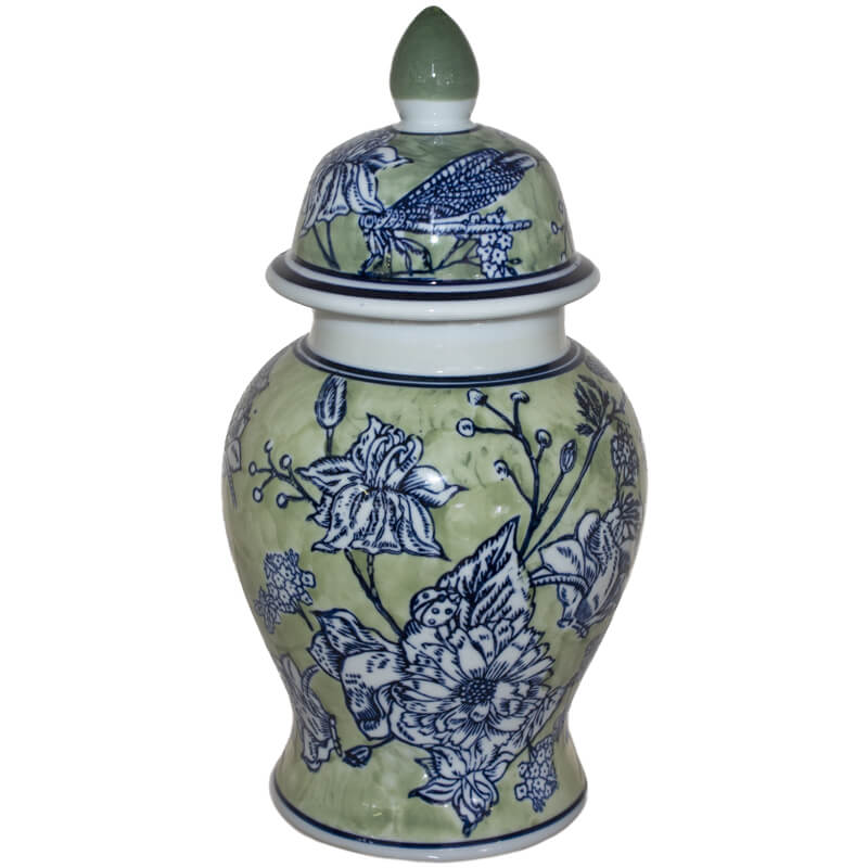 Bacca Green Ginger Jar/Lid 29Cm  