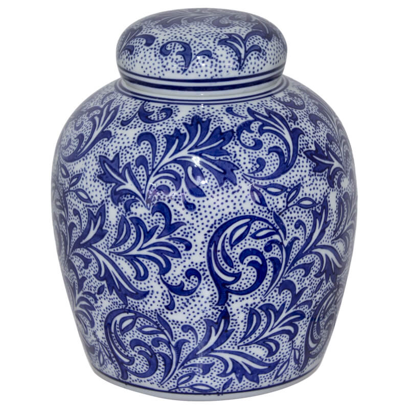 Blue Brocade Jar 20X16Cm         