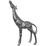 Silver Giraffe Looking Up 28Cm   