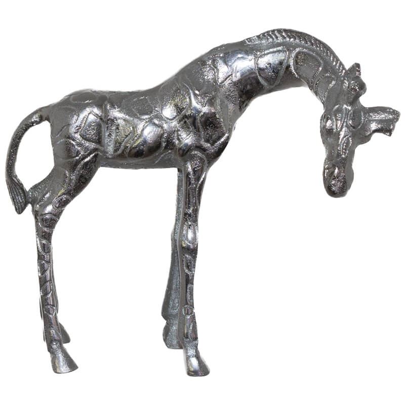 Silver Giraffe Looking Down 19Cm 