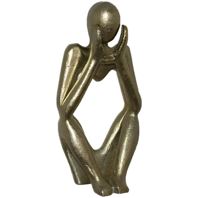 Sitting Man Sculpture Gold 21Cm  