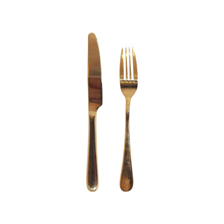 Gold Starter Knife & Fork S/2 Pvd