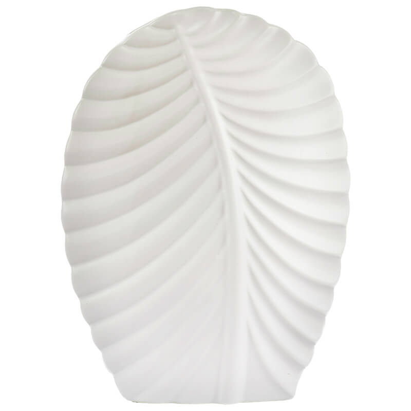 Cathy Leaf Vase Matt White 39Cm  