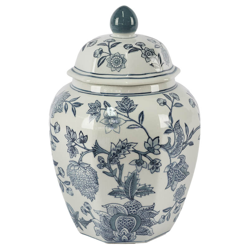 Grey Blue Ginger Jar 30X22Cm     