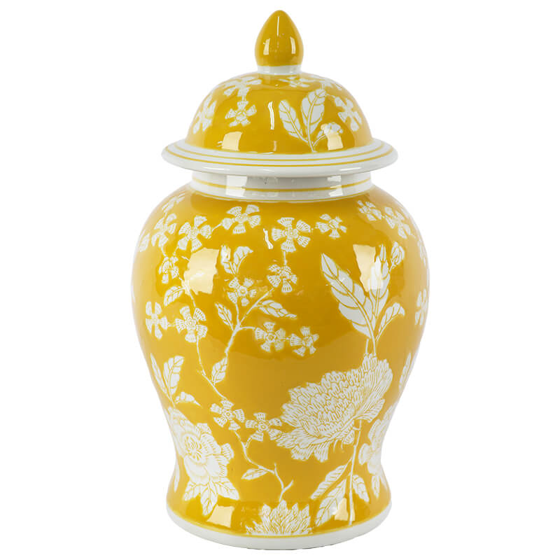 Yellow White Ginger Jar 36X22Cm  