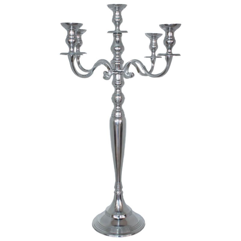 Silver 5Arm Candelabra 70Cm      