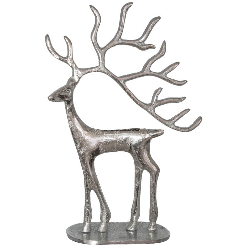 Deer Sculpture Med 21X31Cm Silver