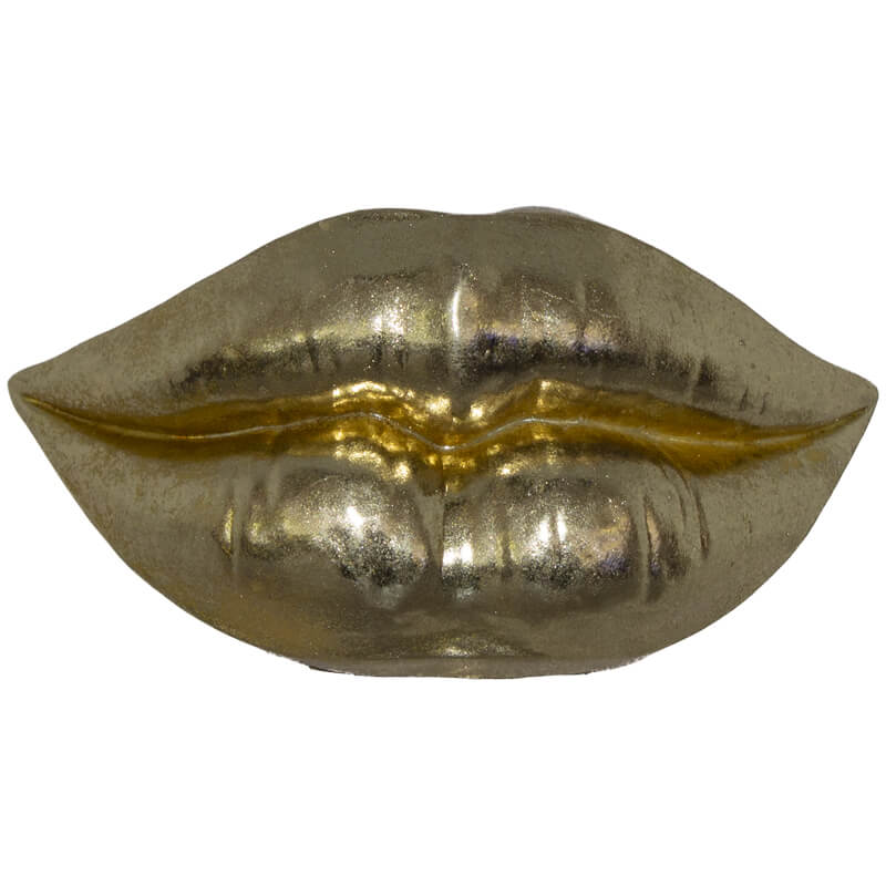 Deco Lips Gold 16X9X6Cm          