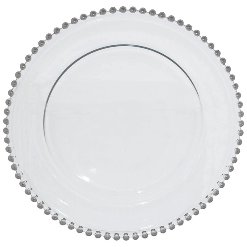 Dakota Charger-Silver Pearls 32Cm