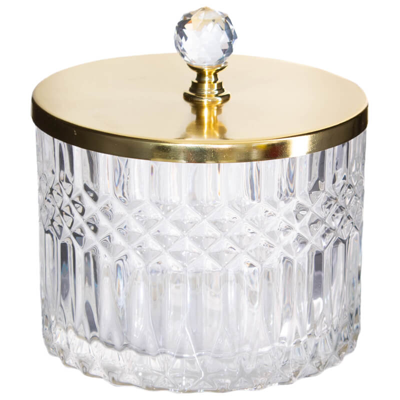 Diamond Trinket Gold Lid 11X13Cm 