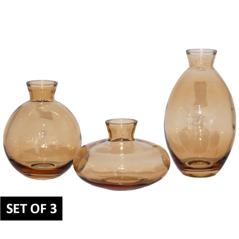Bud Vase Amber Set/3 12/9/6Cm    