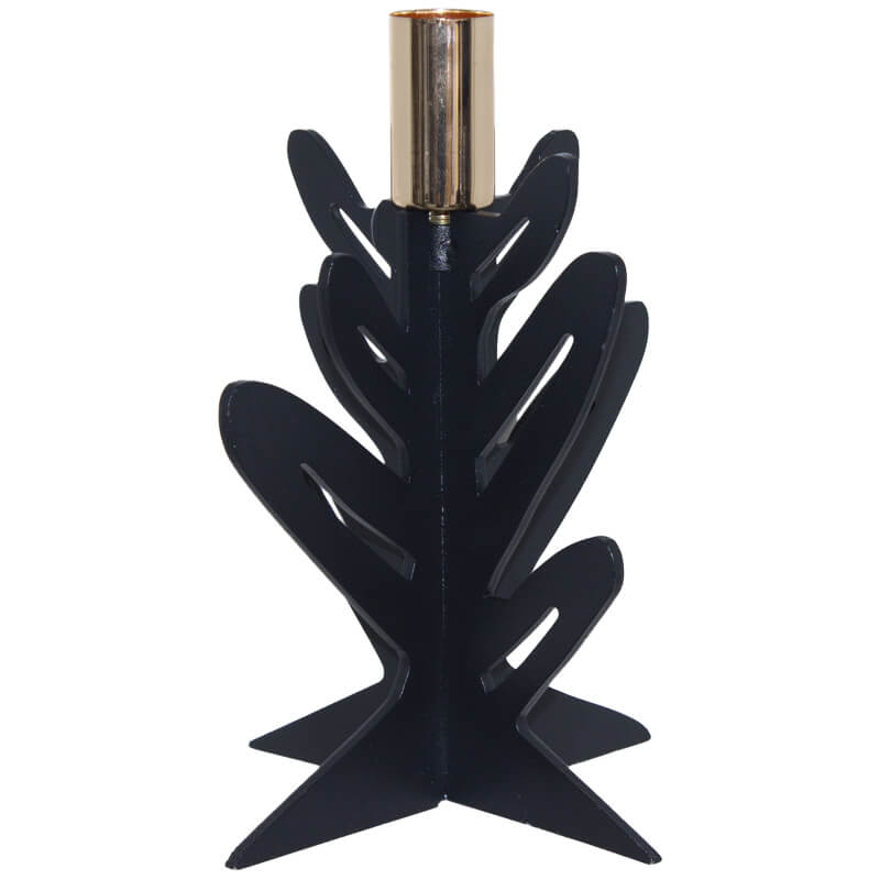 Black/Gold Fern Candle Holder 17C