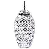 Black/White Arch Jar/Lid 46Cm    