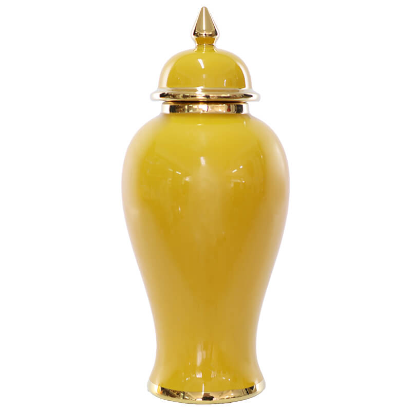 Yellow/Gold Jar/Lid 42Cm         