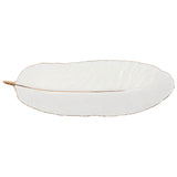 White Leaf Plate Gold Trim 37X13 