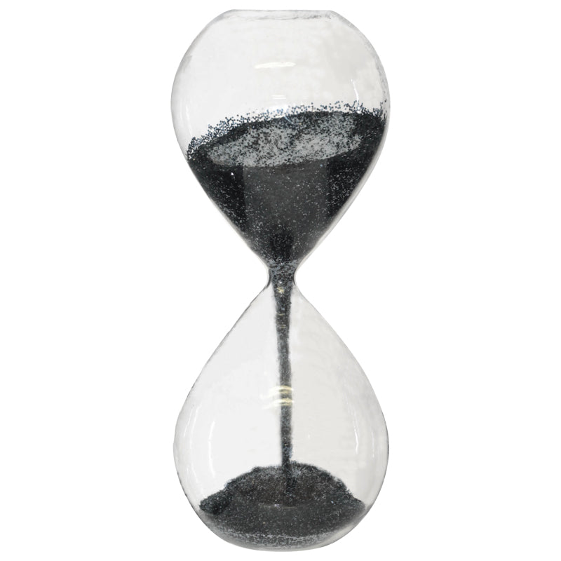 Black Glitter Hourglass 24Cm     