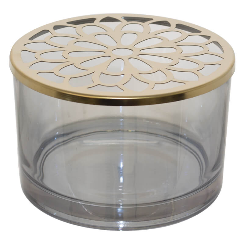 Nova Blue Vase/Gold Lid 8X12     