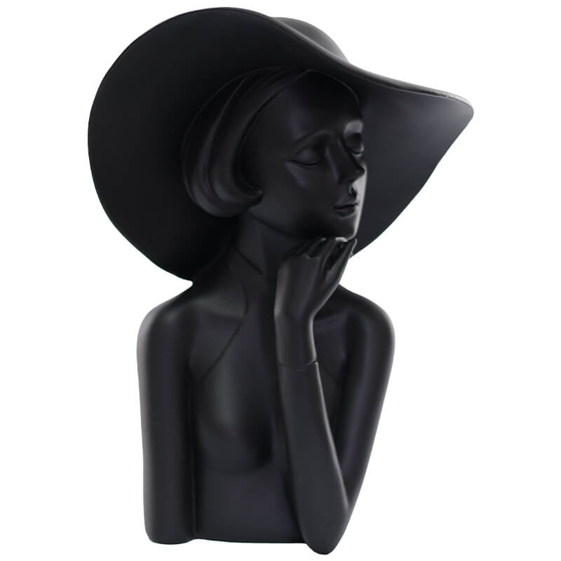 Girl With Hat Matt Black 27Cm