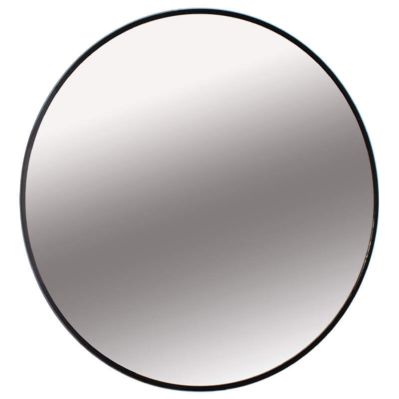 Round Black Rim Mirror 80Cm      