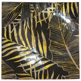 Gold/Black Leaf Plate 24X24Cm    